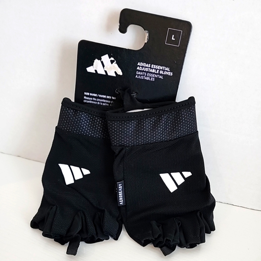 Adidas Black Adjustable Gloves Womens Size Large Weight Training Gloves